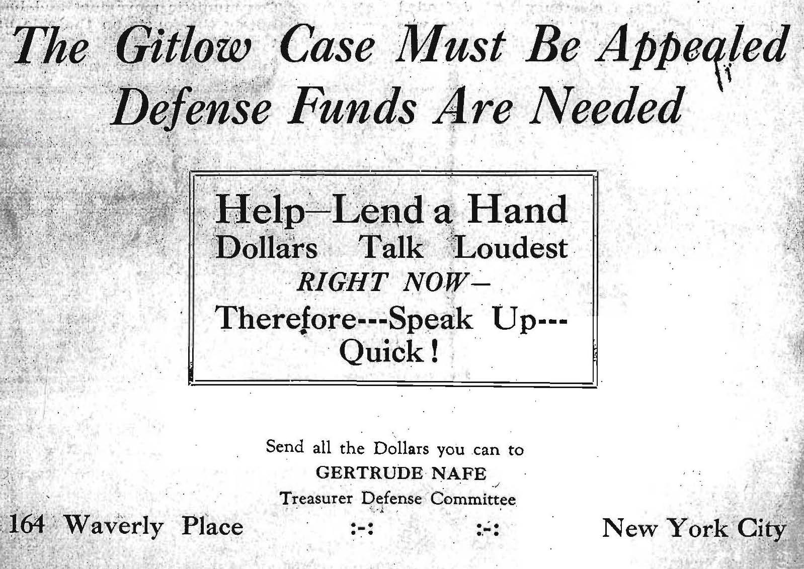Case Brief #1: Gitlow v. New York